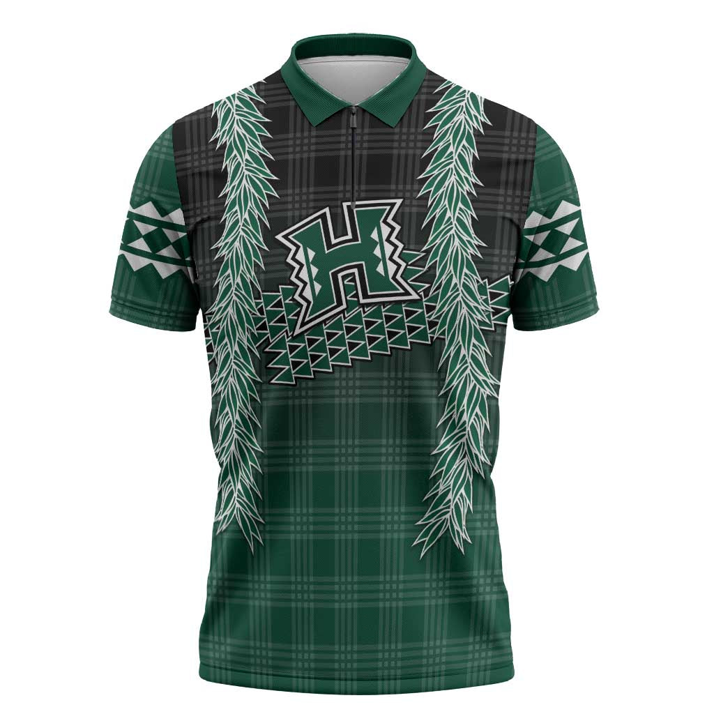 Rainbow Warriors Hawaii Palaka Zipper Polo Shirt Maile Lei - Polynesian Pride