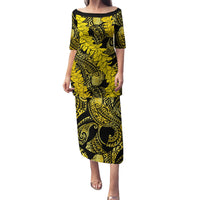 Hawaii Oahu Ilima Lei Family Matching Puletasi and Hawaiian Shirt LT7 Mom's Dress Yellow - Polynesian Pride