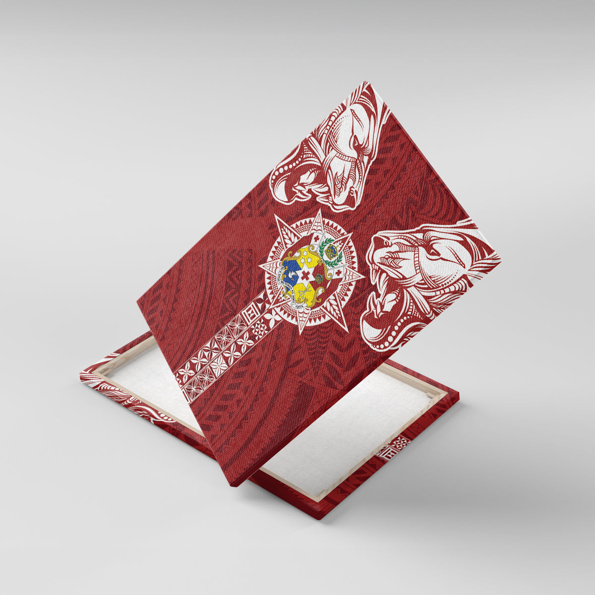 Tonga Independence Day Canvas Wall Art Tongatapu Lion Ngatu Motifs