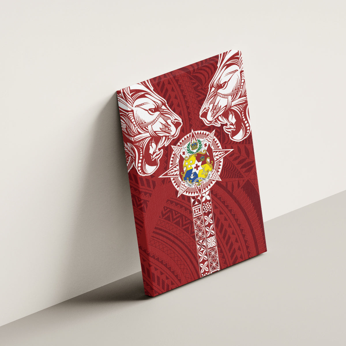 Tonga Independence Day Canvas Wall Art Tongatapu Lion Ngatu Motifs