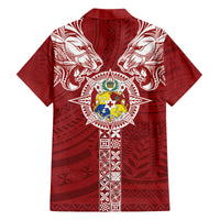 Tonga Independence Day Family Matching Off The Shoulder Long Sleeve Dress and Hawaiian Shirt Tongatapu Lion Ngatu Motifs