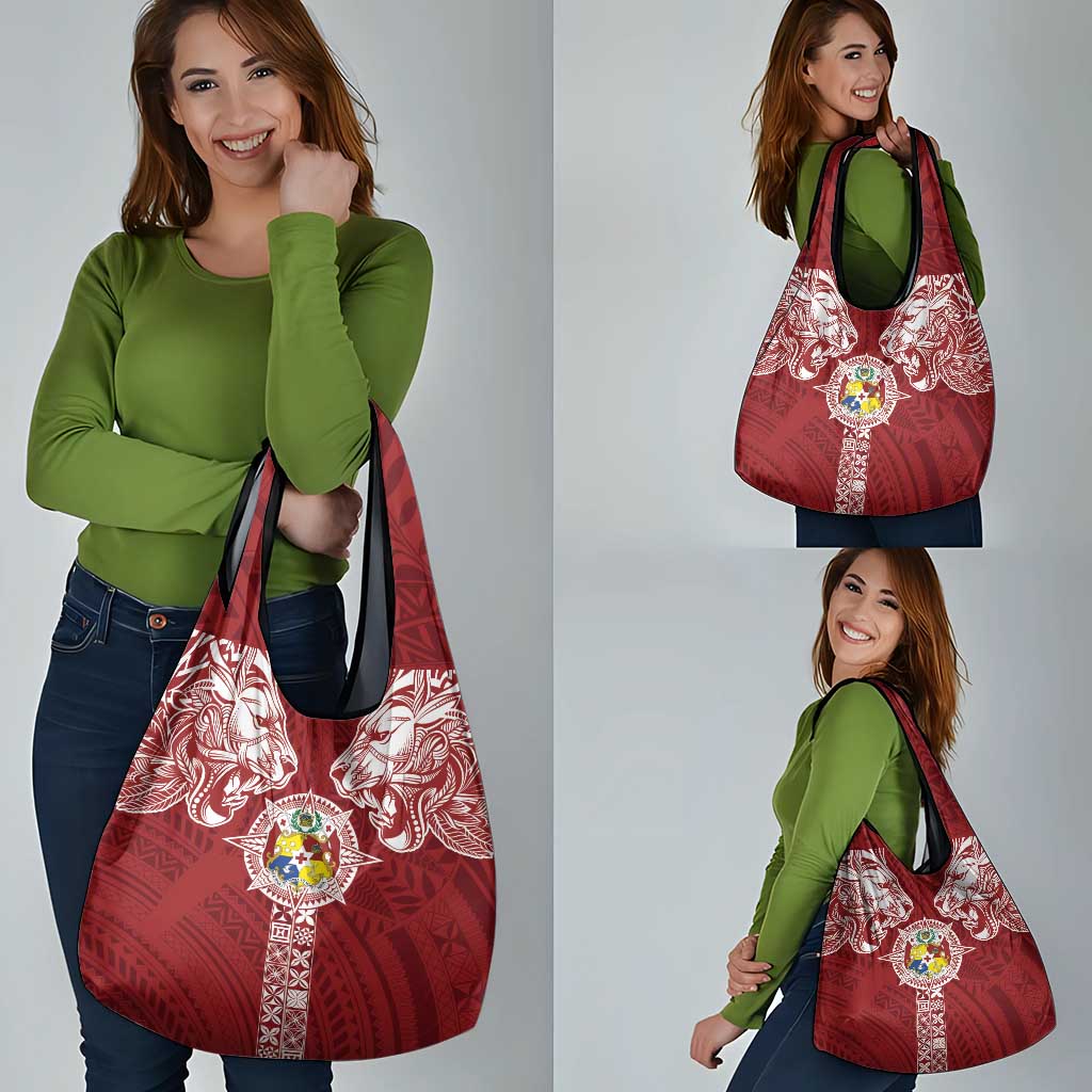 Tonga Independence Day Grocery Bag Tongatapu Lion Ngatu Motifs