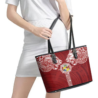 Tonga Independence Day Leather Tote Bag Tongatapu Lion Ngatu Motifs
