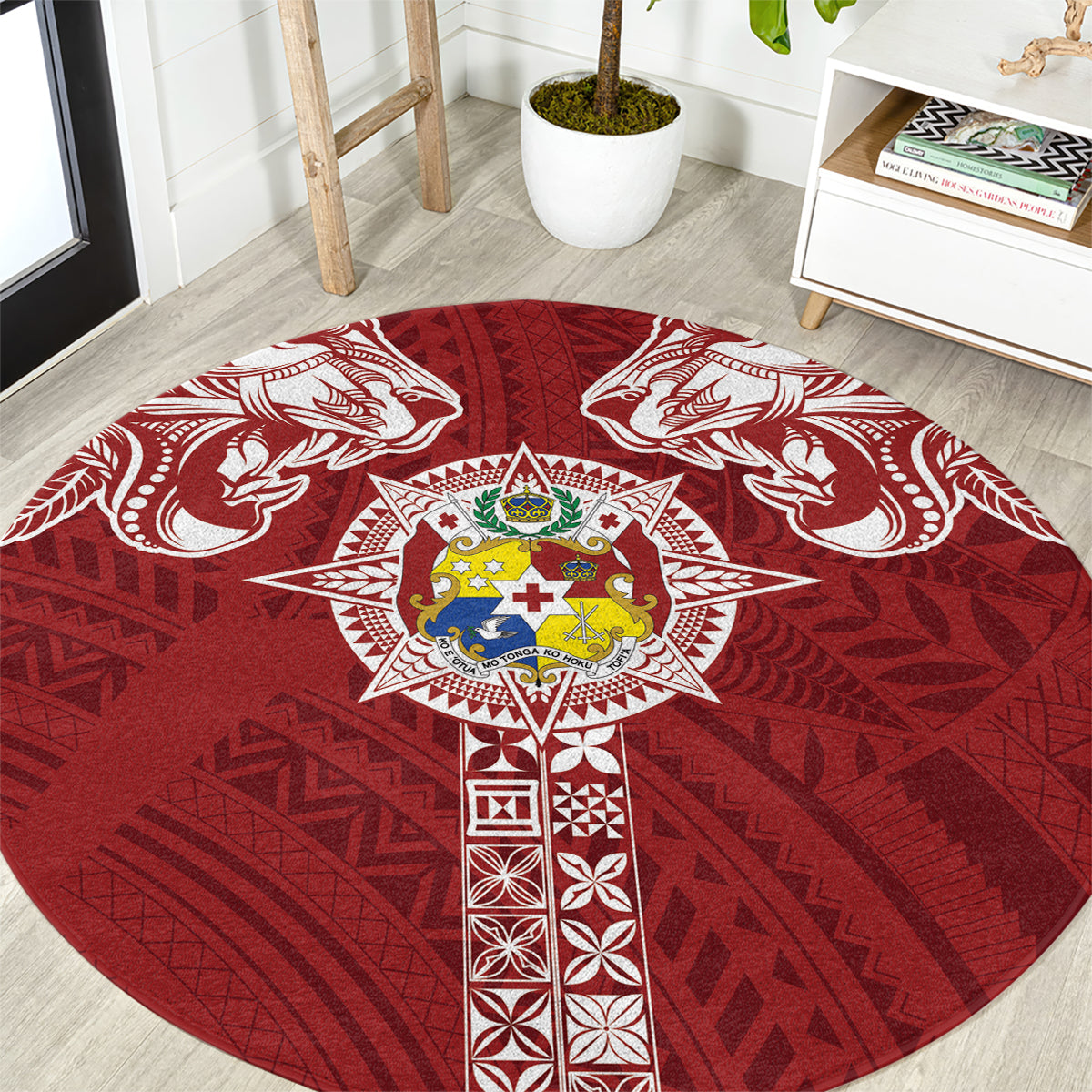 Tonga Independence Day Round Carpet Tongatapu Lion Ngatu Motifs