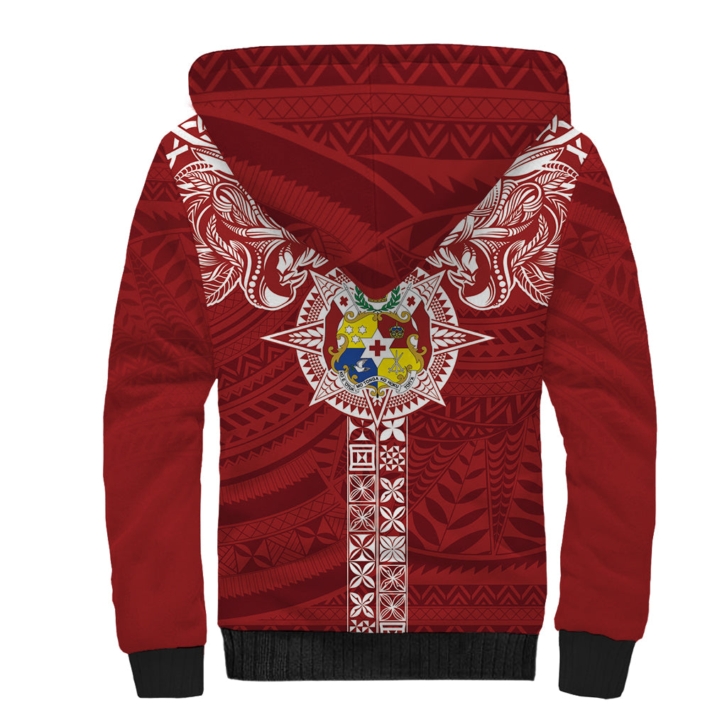 Tonga Independence Day Sherpa Hoodie Tongatapu Lion Ngatu Motifs