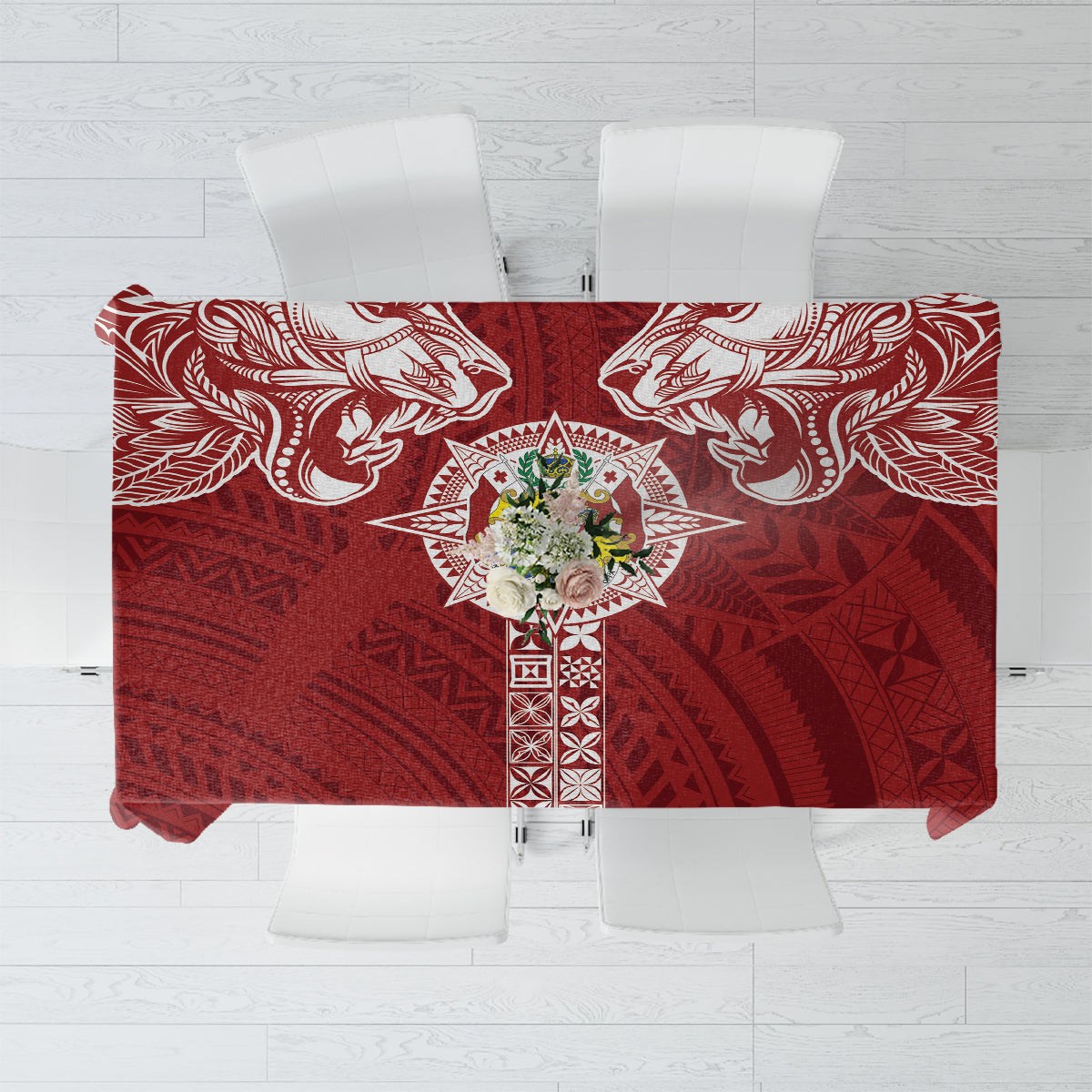 Tonga Independence Day Tablecloth Tongatapu Lion Ngatu Motifs