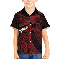Tonga Independence Day Family Matching Long Sleeve Bodycon Dress and Hawaiian Shirt Tongatapu Lion Ngatu Motifs Black Ver.