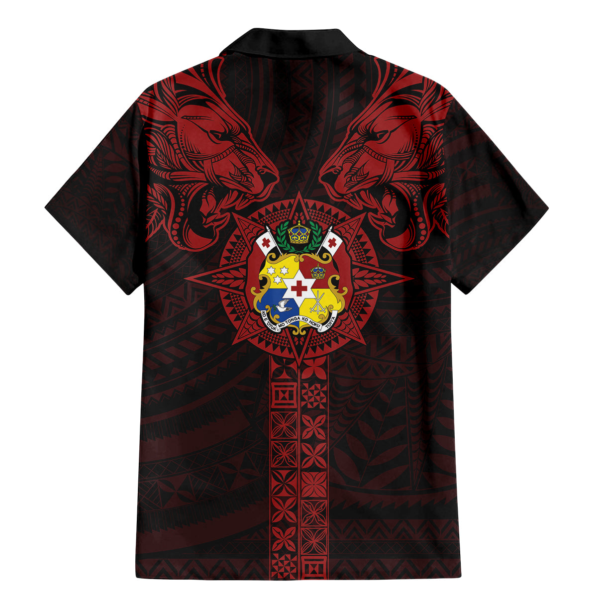 Tonga Independence Day Family Matching Mermaid Dress and Hawaiian Shirt Tongatapu Lion Ngatu Motifs Black Ver.