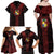 Tonga Independence Day Family Matching Off Shoulder Maxi Dress and Hawaiian Shirt Tongatapu Lion Ngatu Motifs Black Ver.