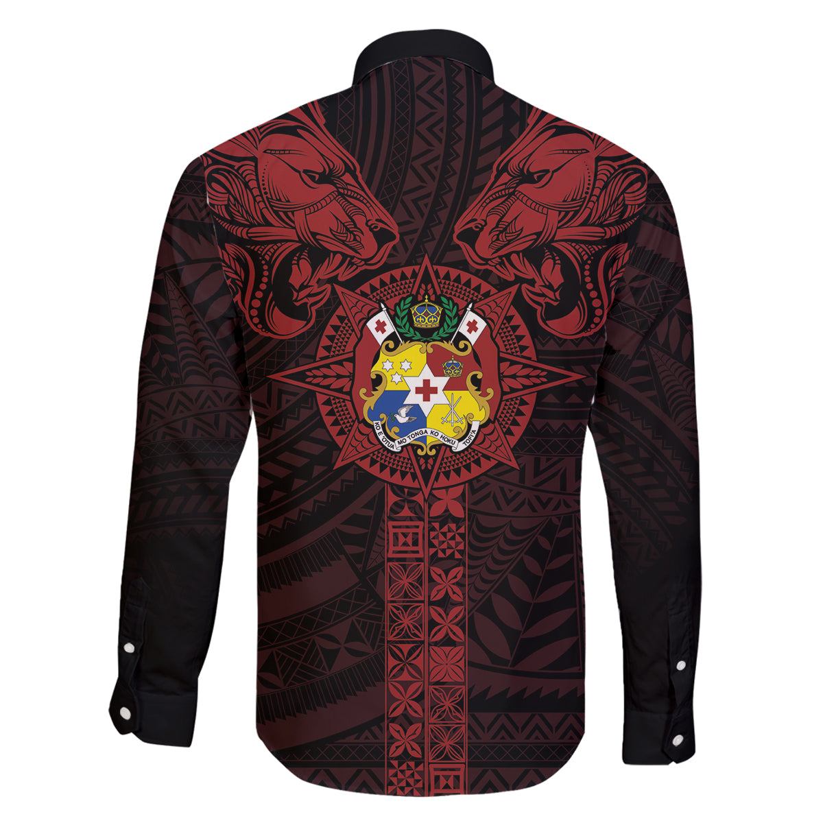 Tonga Independence Day Family Matching Tank Maxi Dress and Hawaiian Shirt Tongatapu Lion Ngatu Motifs Black Ver.