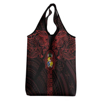Tonga Independence Day Grocery Bag Tongatapu Lion Ngatu Motifs Black Ver.
