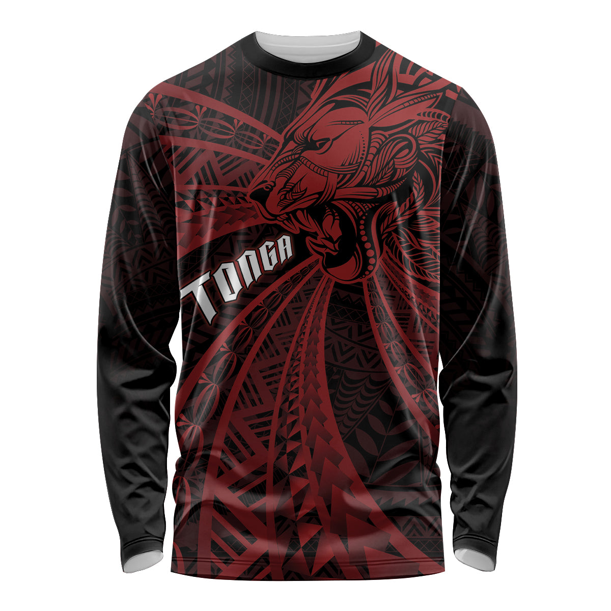 Tonga Independence Day Long Sleeve Shirt Tongatapu Lion Ngatu Motifs Black Ver.