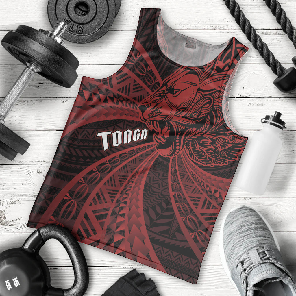 Tonga Independence Day Men Tank Top Tongatapu Lion Ngatu Motifs Black Ver.