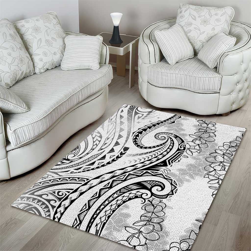 Polynesia Plumeria Lei Area Rug White Curves Motif