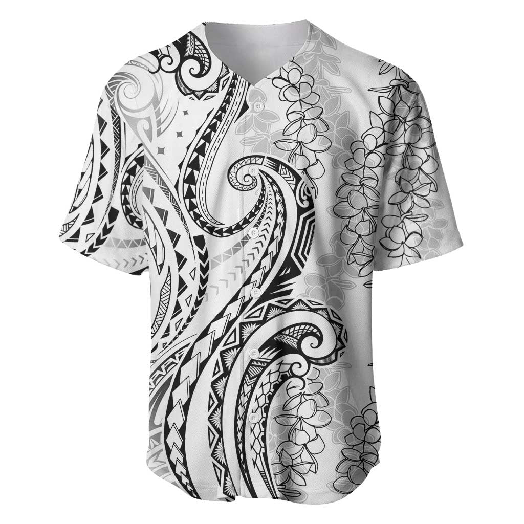 Polynesia Plumeria Lei Baseball Jersey White Curves Motif