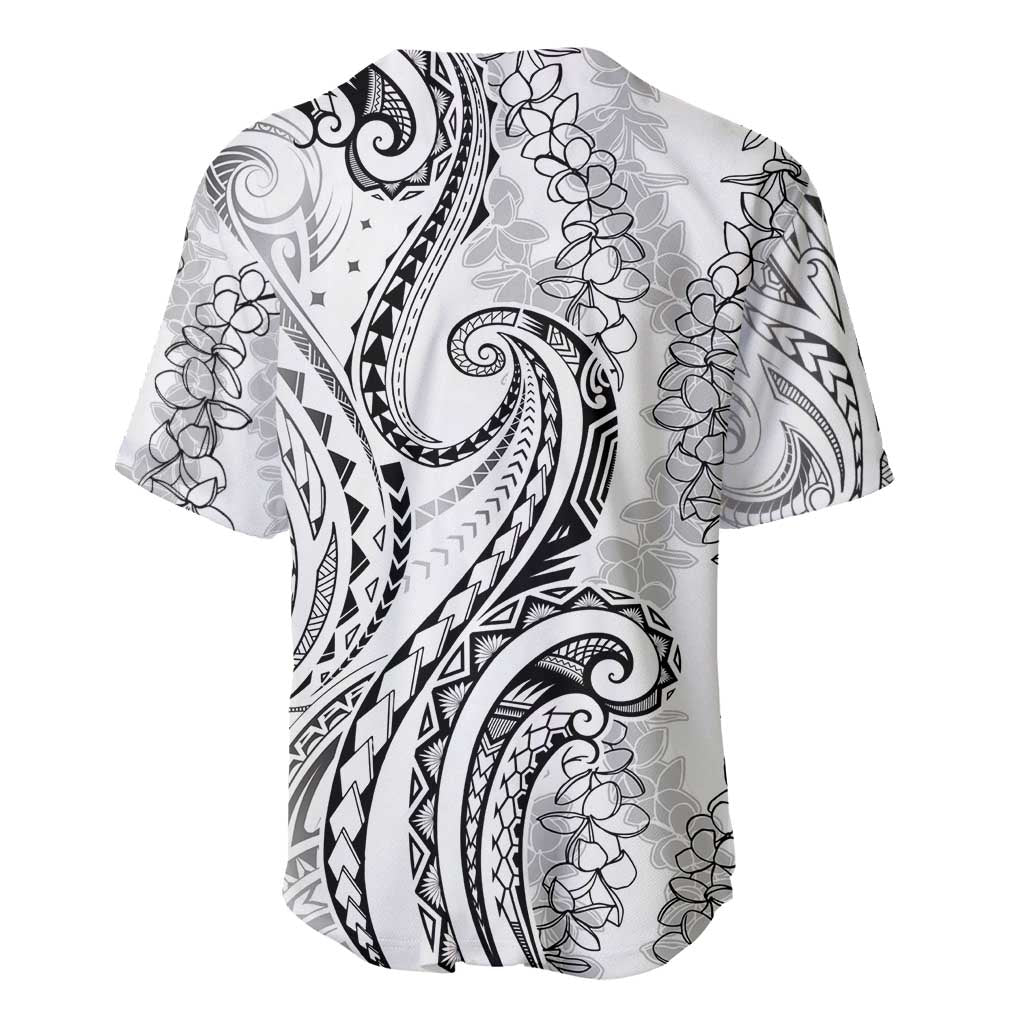 Polynesia Plumeria Lei Baseball Jersey White Curves Motif