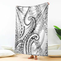 Polynesia Plumeria Lei Blanket White Curves Motif