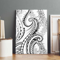 Polynesia Plumeria Lei Canvas Wall Art White Curves Motif