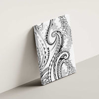 Polynesia Plumeria Lei Canvas Wall Art White Curves Motif