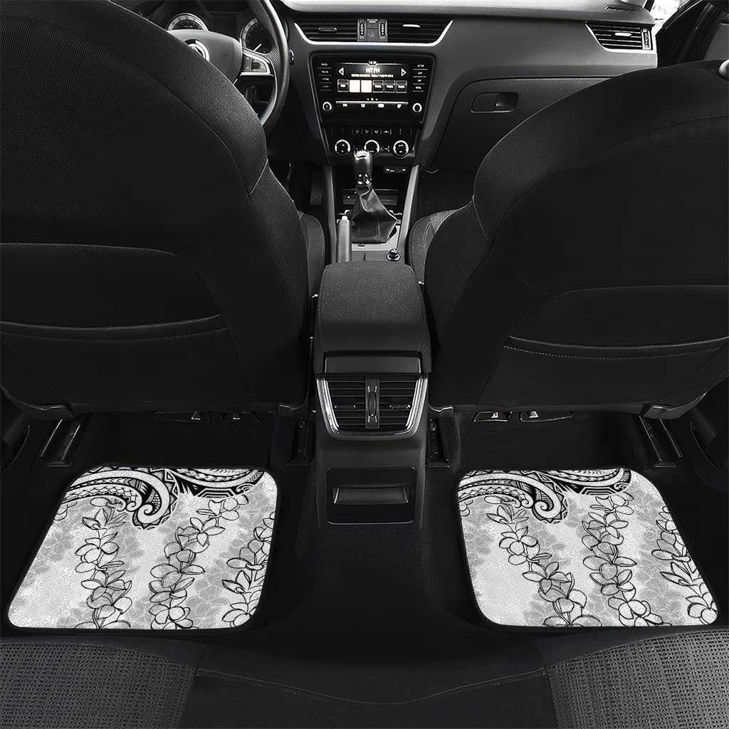 Polynesia Plumeria Lei Car Mats White Curves Motif