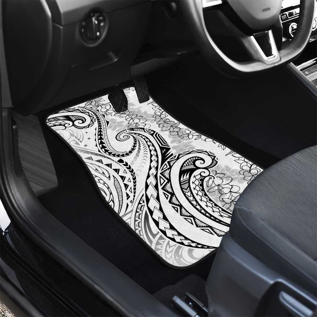 Polynesia Plumeria Lei Car Mats White Curves Motif