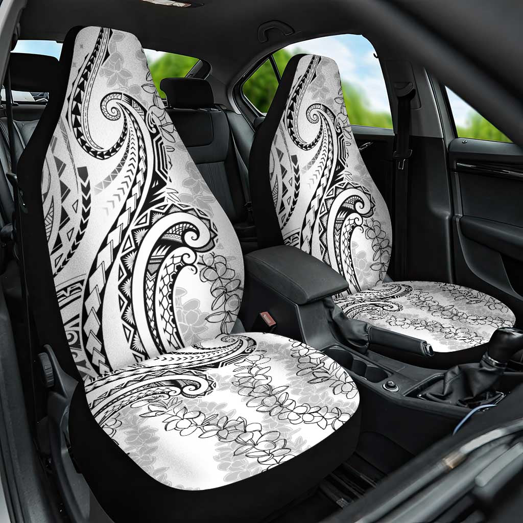 Polynesia Plumeria Lei Car Seat Cover White Curves Motif LT7 One Size White - Polynesian Pride