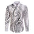 Polynesia Plumeria Lei Family Matching Off Shoulder Short Dress and Hawaiian Shirt White Curves Motif