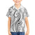 Polynesia Plumeria Lei Family Matching Off Shoulder Short Dress and Hawaiian Shirt White Curves Motif