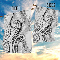 Polynesia Plumeria Lei Garden Flag White Curves Motif