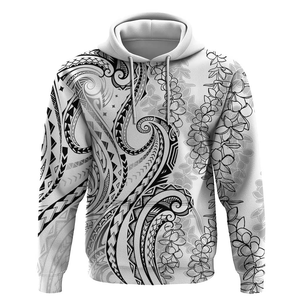 Polynesia Plumeria Lei Hoodie White Curves Motif