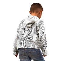 Polynesia Plumeria Lei Kid Hoodie White Curves Motif