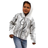 Polynesia Plumeria Lei Kid Hoodie White Curves Motif