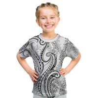 Polynesia Plumeria Lei Kid T Shirt White Curves Motif