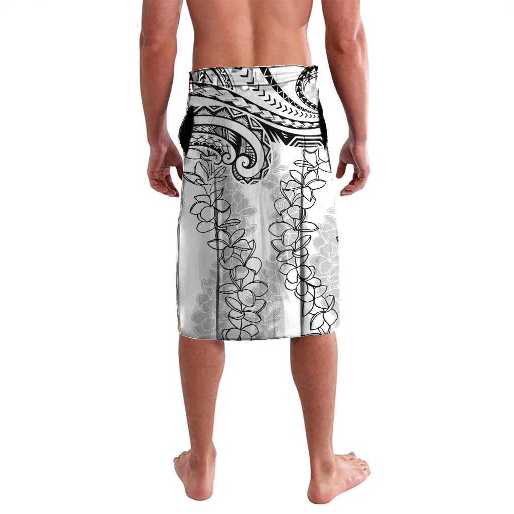 Polynesia Plumeria Lei Lavalava White Curves Motif