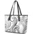 Polynesia Plumeria Lei Leather Tote Bag White Curves Motif