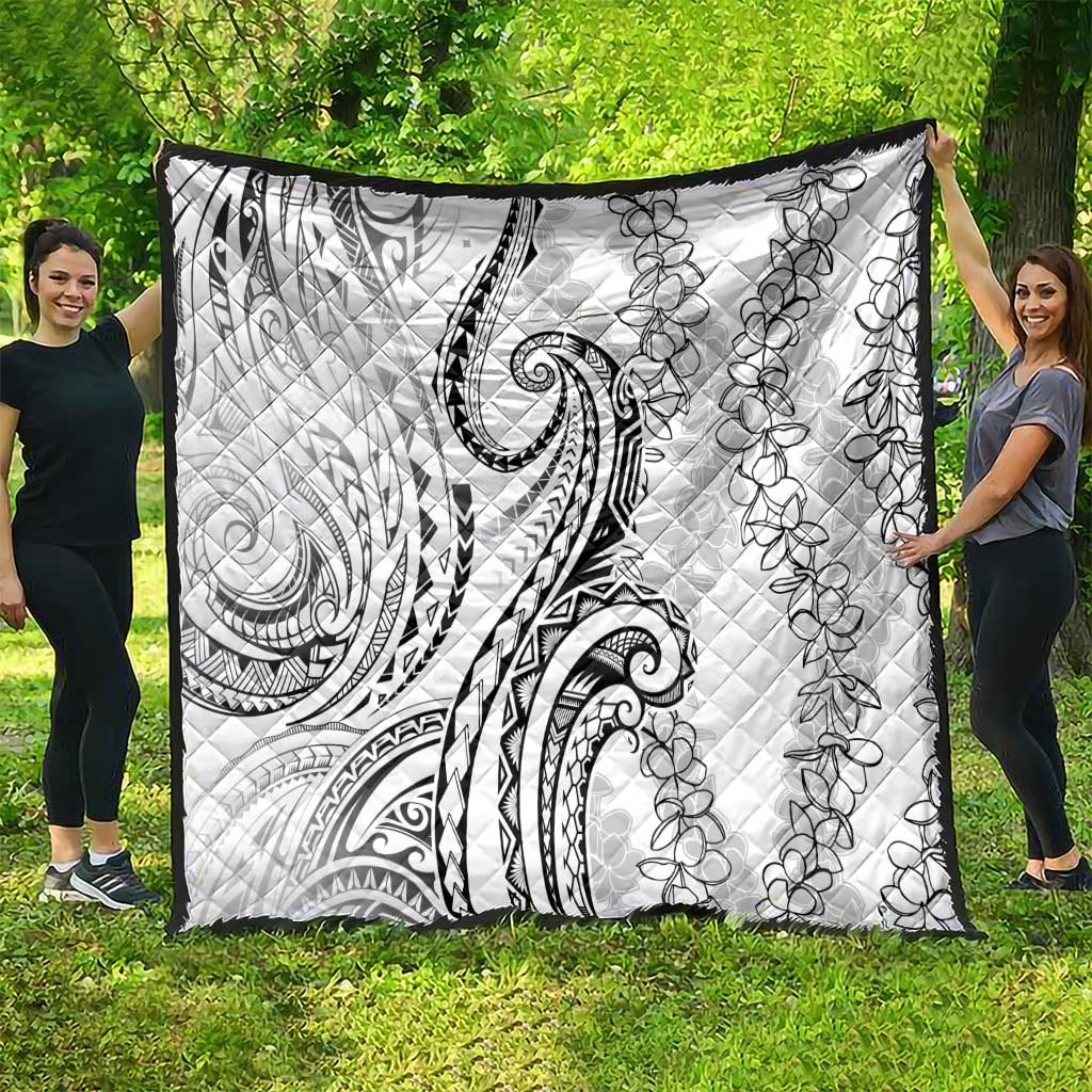 Polynesia Plumeria Lei Quilt White Curves Motif