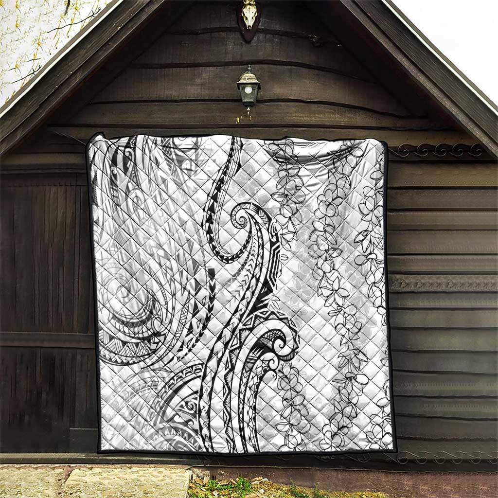 Polynesia Plumeria Lei Quilt White Curves Motif