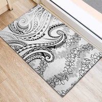 Polynesia Plumeria Lei Rubber Doormat White Curves Motif LT7 - Polynesian Pride