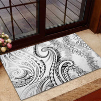 Polynesia Plumeria Lei Rubber Doormat White Curves Motif LT7 - Polynesian Pride