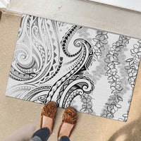 Polynesia Plumeria Lei Rubber Doormat White Curves Motif LT7 - Polynesian Pride