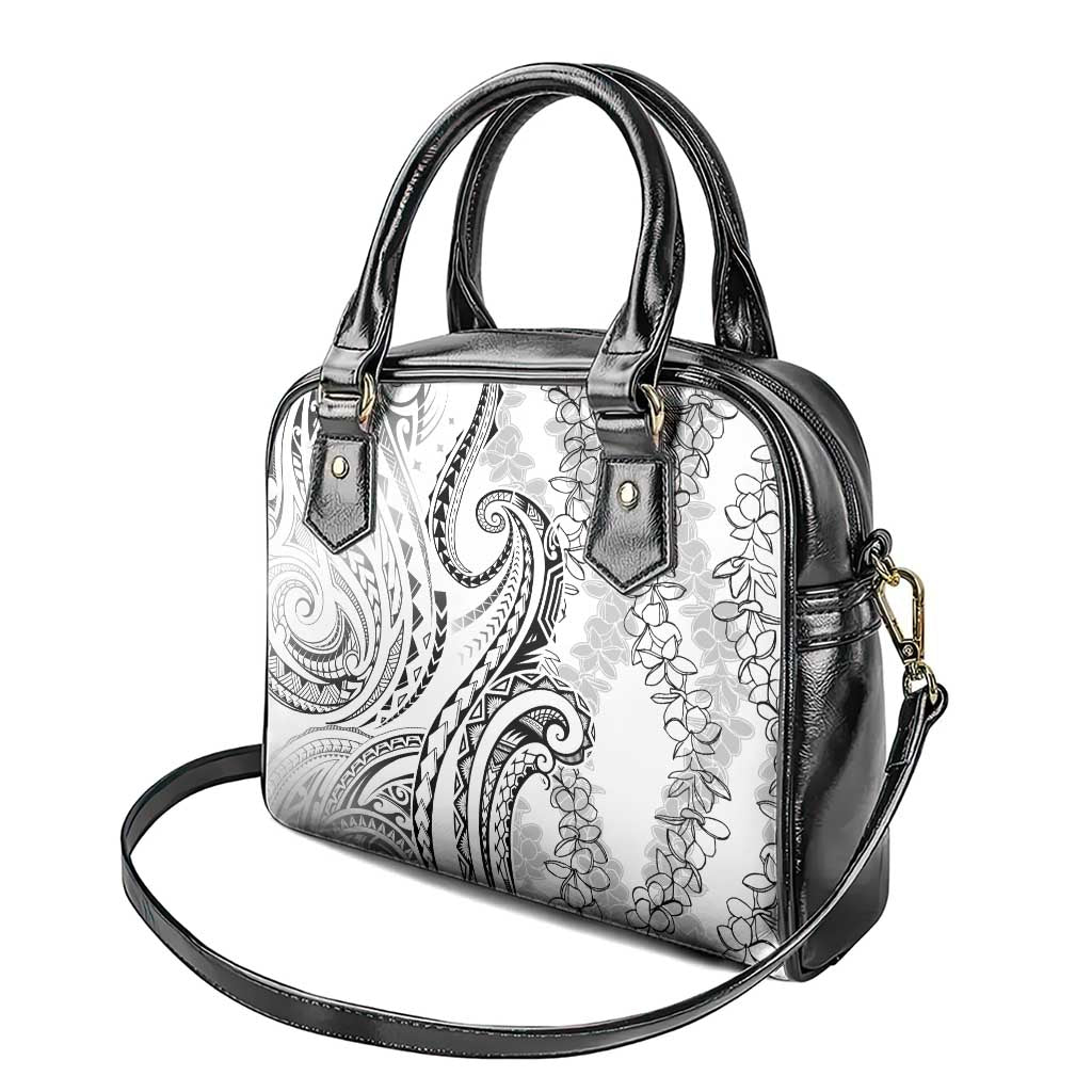 Polynesia Plumeria Lei Shoulder Handbag White Curves Motif