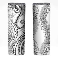Polynesia Plumeria Lei Skinny Tumbler White Curves Motif LT7 White - Polynesian Pride