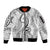Polynesia Plumeria Lei Sleeve Zip Bomber Jacket White Curves Motif