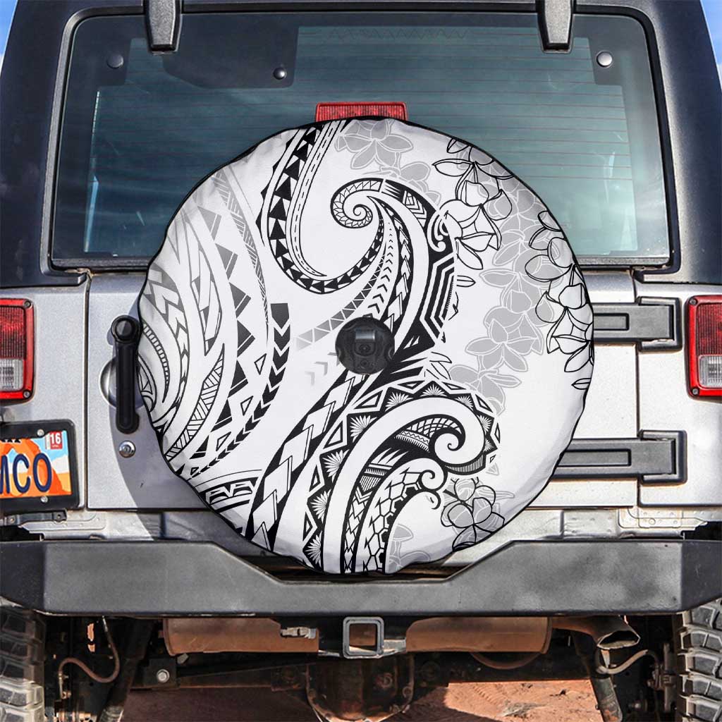 Polynesia Plumeria Lei Spare Tire Cover White Curves Motif LT7 White - Polynesian Pride