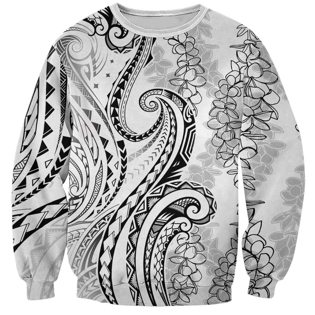 Polynesia Plumeria Lei Sweatshirt White Curves Motif