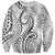 Polynesia Plumeria Lei Sweatshirt White Curves Motif