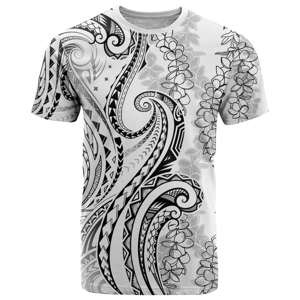 Polynesia Plumeria Lei T Shirt White Curves Motif