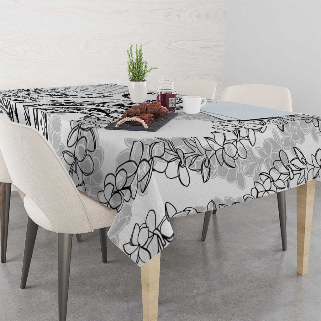 Polynesia Plumeria Lei Tablecloth White Curves Motif