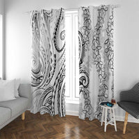 Polynesia Plumeria Lei Window Curtain White Curves Motif