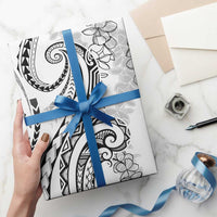 Polynesia Plumeria Lei Wrapping Paper White Curves Motif LT7 - Polynesian Pride